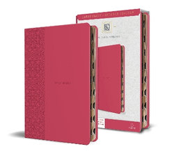 KJV Holy Bible, Large Print Medium format, Fuchsia Faux Leather w/Ribbon Marker, Red Letter, thumb Index KJV Holy Bible, Large Print Medium format, Fuchsia Faux Leather w/Ribbon Marker, Red Letter, thumb Index