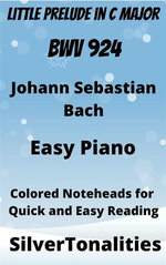 Little Prelude in C Major BWV 924 Easy Piano Sheet Music with Colored Notation