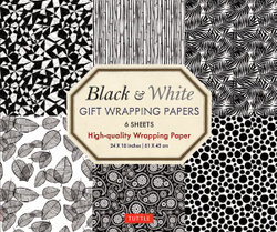 Black and White Gift Wrapping Papers - 6 Sheets