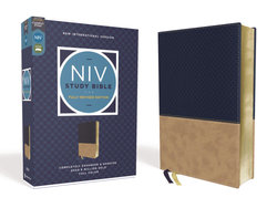 NIV Study Bible, Fully Revised Edition, Leathersoft, Navy-Tan, Red Letter, Comfort Print
