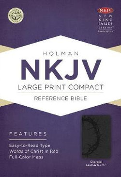 NKJV Large Print Compact Reference Bible, Charcoal LeatherTouch
