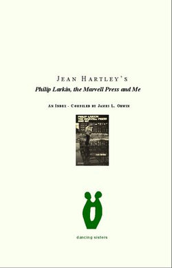 Jean Hartley's Philip Larkin, the Marvell Press and Me: an Index: Compiled by James L. Orwin