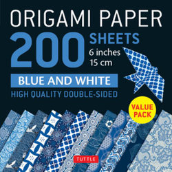 Origami Paper 200 Sheets Blue and White Patterns