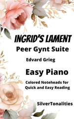 Ingrid's Lament Peer Gynt Suite Easy Piano Sheet Music with Colored Notation