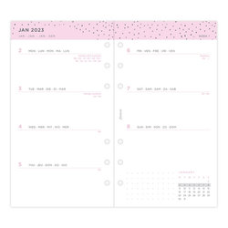 Filofax Personal Confetti 2026 Week-to-View Diary Refill - 5 Languages, Pink/Charcoal Design, 95x171mm Paper - View #7