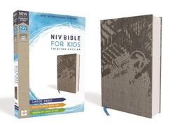 NIV, Bible for Kids, Large Print, Cloth over Board, Gray, Red Letter, Comfort Print