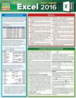 Excel 2016 Pivot Tables Excel 2016 Pivot Tables