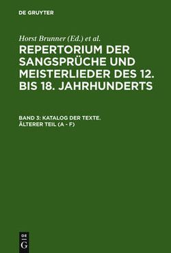 Katalog der Texte. Älterer Teil (a - F)