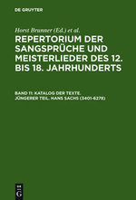 Katalog der Texte. Jüngerer Teil. Hans Sachs (3401-6278)