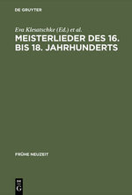 Meisterlieder des 16. Bis 18. Jahrhunderts