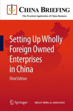 Setting Up Wholly Foreign Owned Enterprises in China
