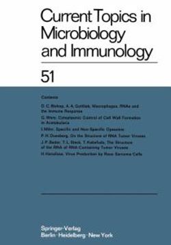 Current Topics in Microbiology and Immunology / Ergebnisse der Mikrobiologie und Immunitaetsforschung