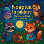 Noaptea in pădure - Carte de colorat cu animale
